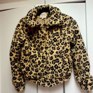 Altar’d State Jacket Cheetah print plush zip jacket.  XS